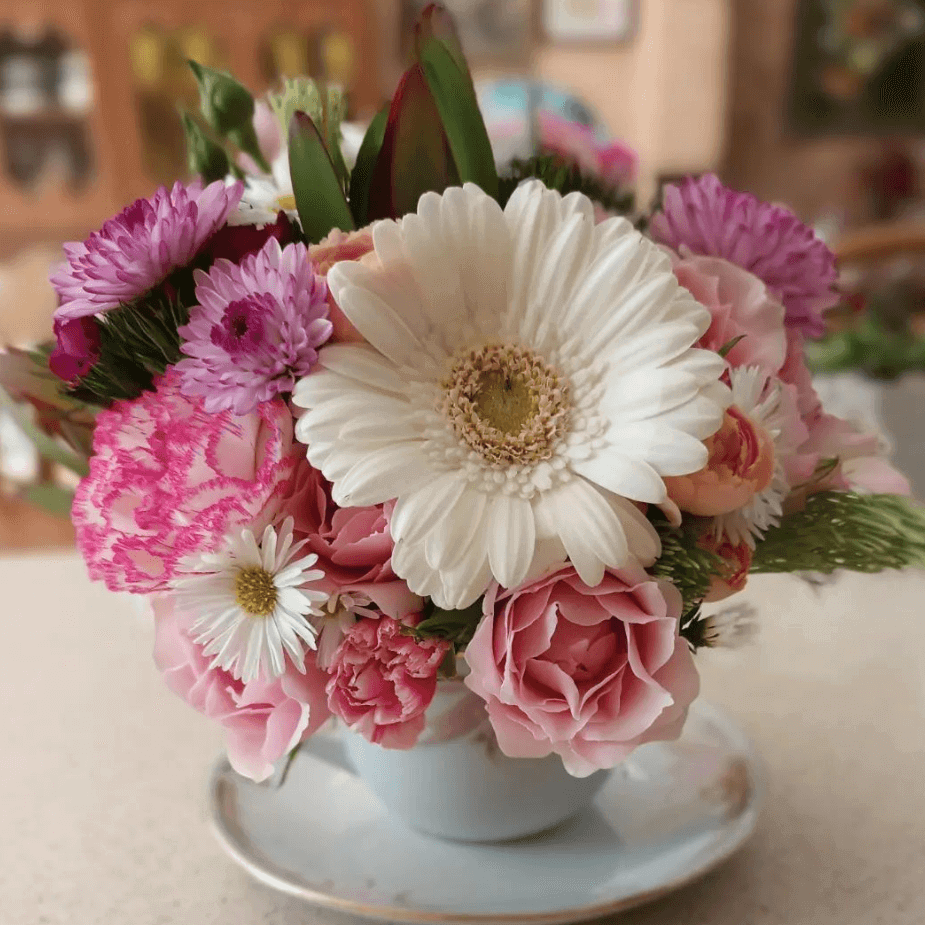PosyBean teacup pink flowers