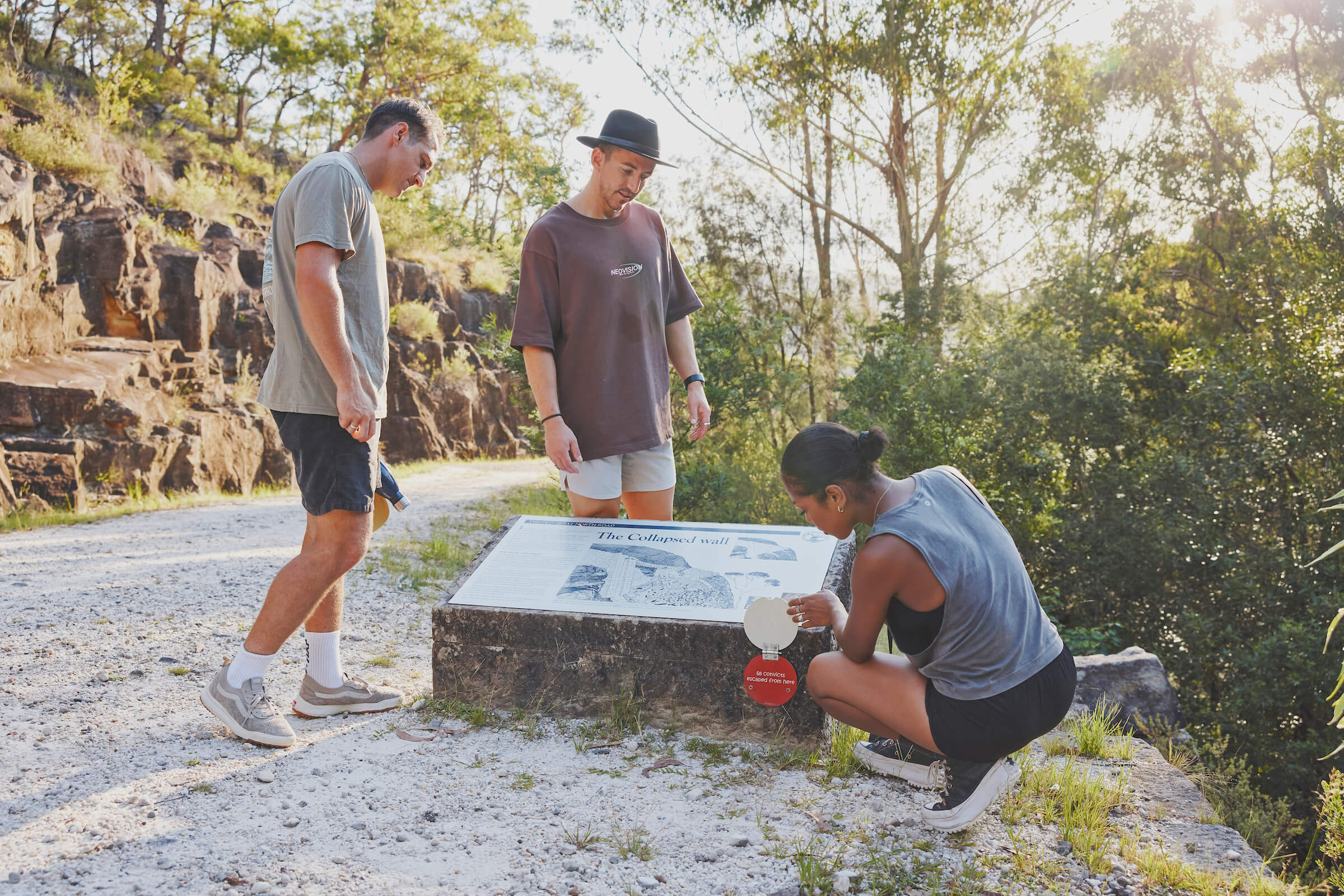 three hikers explore the old great north road plaques