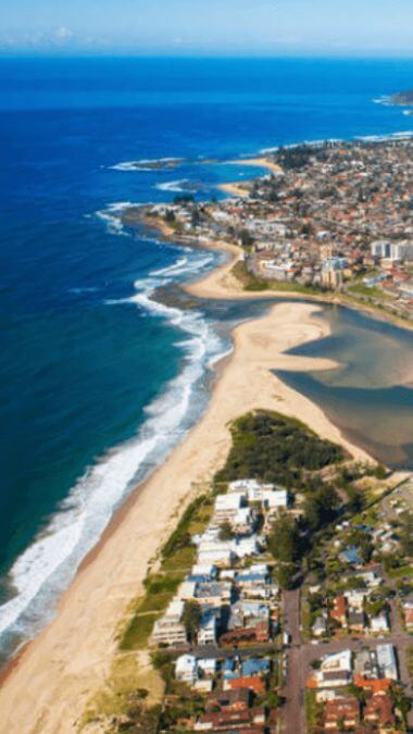 Drone photo of The Entrance Beach NSW Australia