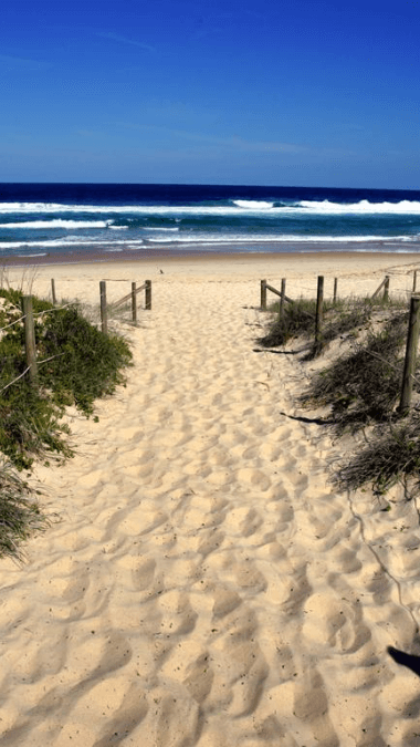 Sand walkway leading to a beach