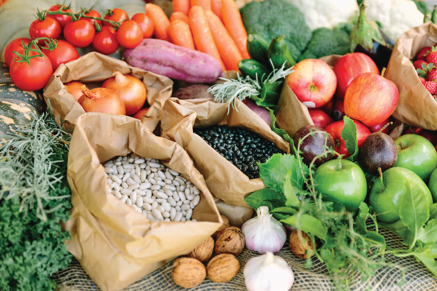 Spread of fresh vegetables