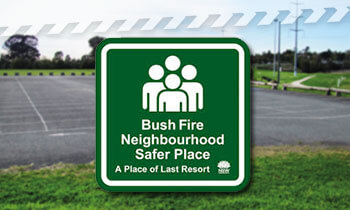 sign showing neighbourhood safer places logo