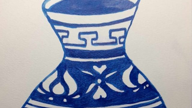 blue vase painting