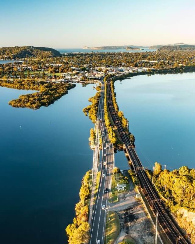 aerial of woy woy waterway path