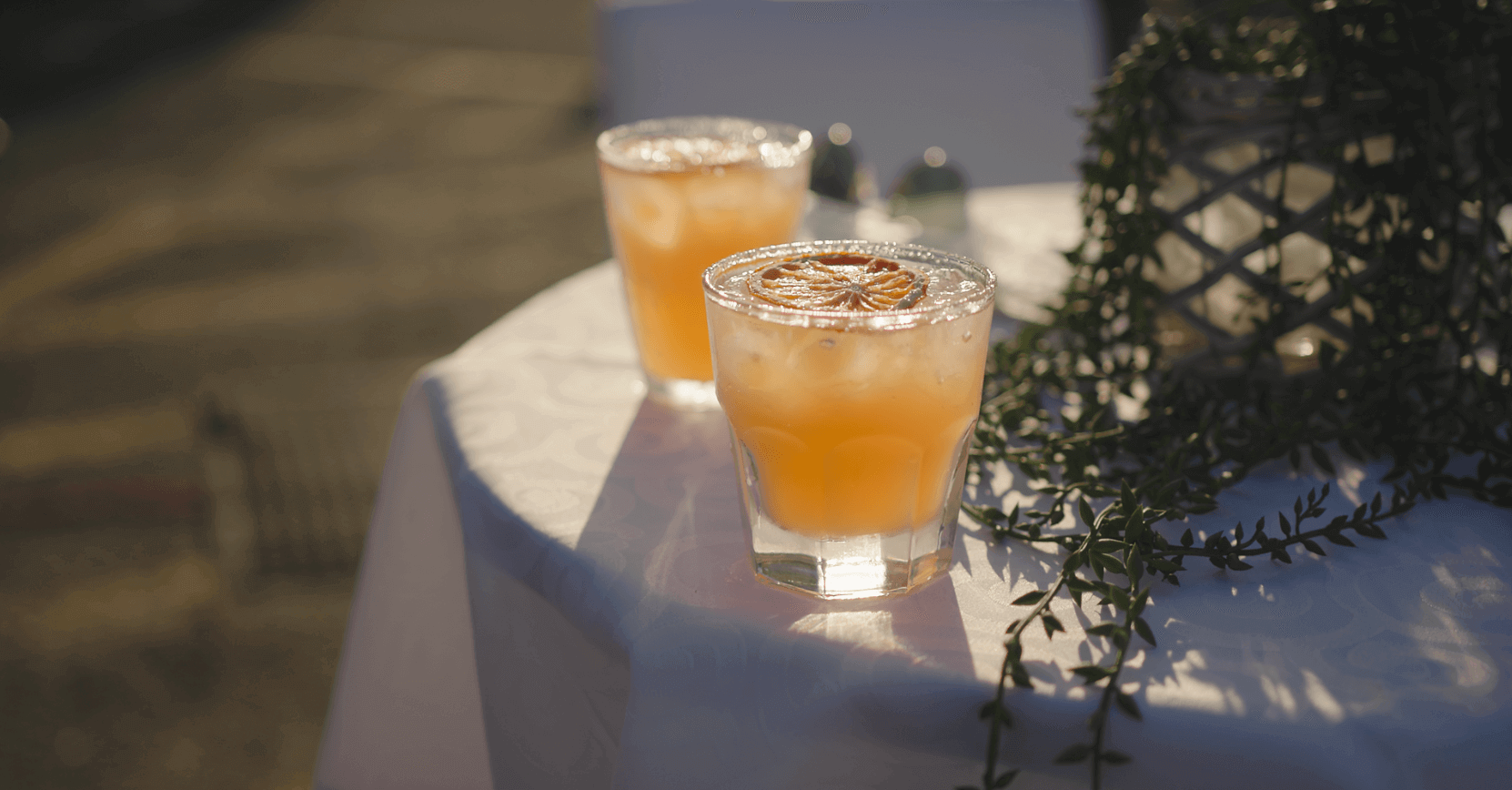 Cocktails on a white table