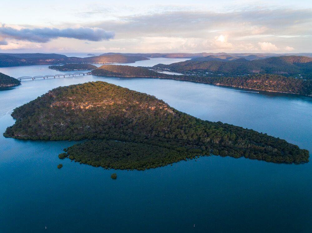 aerial of the expansive broken bay waterways