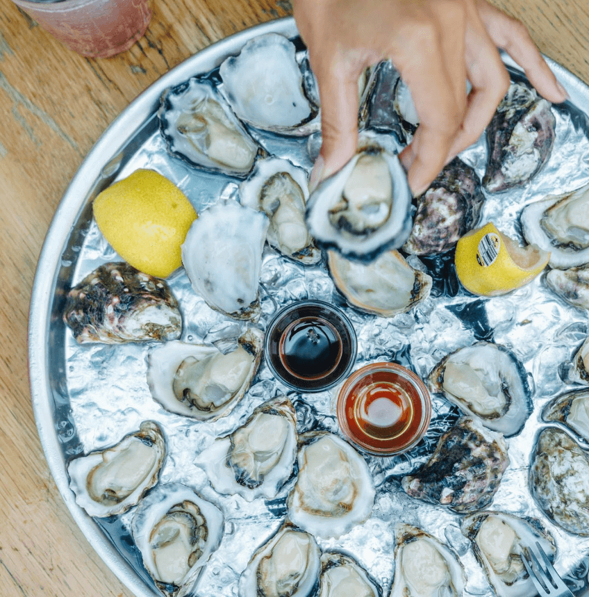 A plate of oysters at Drifters Wharf Gosford