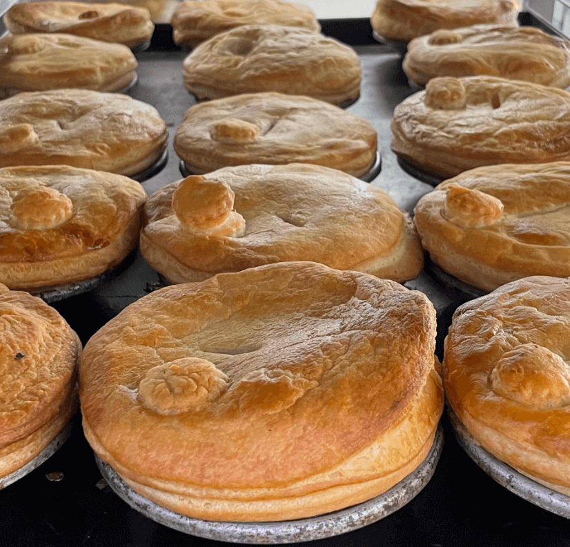 A tray of Kens Humble Pie Shop pies