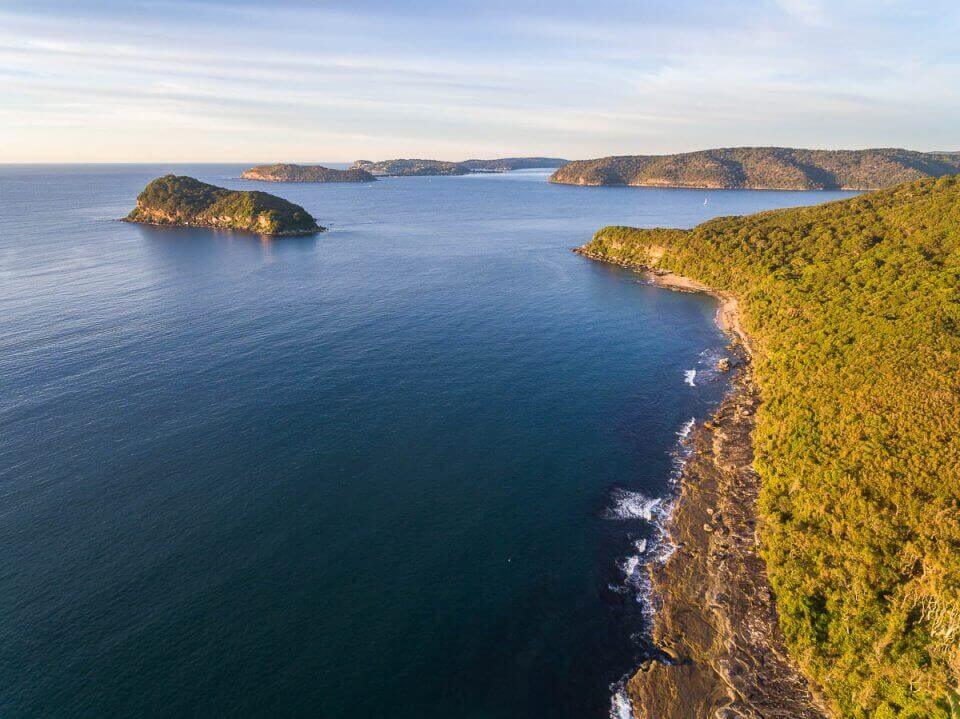 terrigal ocean tours aerial of lion island