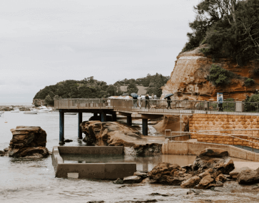 Looking out over the beach towards the Terrigal boardwalk around the rocks