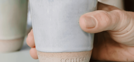 image of a ceramic cup with Central Coast stamped on it. 